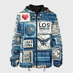 Мужская куртка Лос Анджелес на джинсах-пэчворк