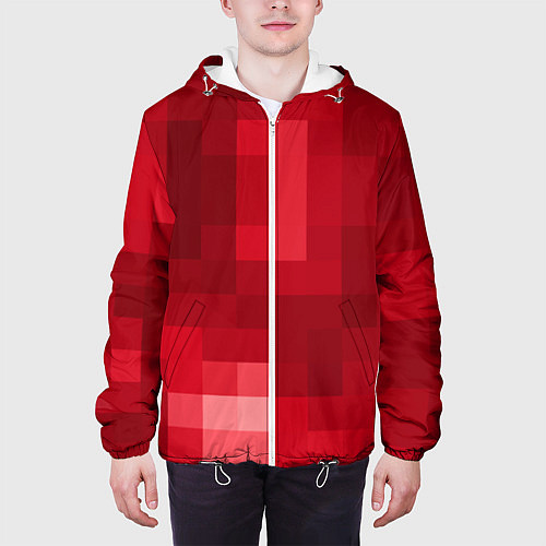 Мужская куртка Red cubes abstraction / 3D-Белый – фото 3