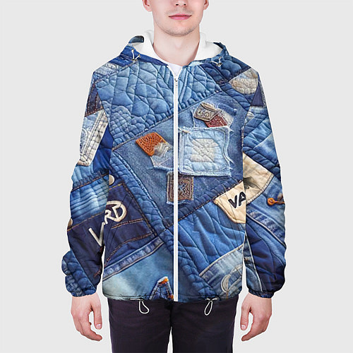 Мужская куртка Vanguard jeans patchwork - ai art / 3D-Белый – фото 3