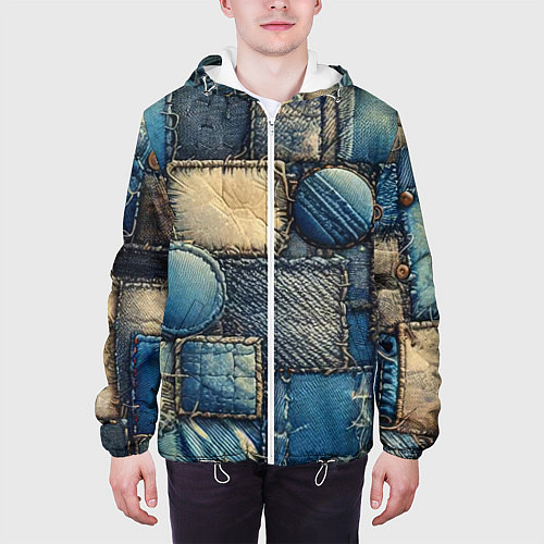 Мужская куртка Denim patchwork - ai art / 3D-Белый – фото 3