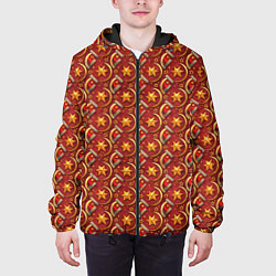 Куртка с капюшоном мужская Паттерн СССР звезды, цвет: 3D-черный — фото 2