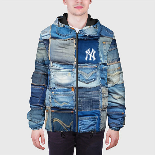 Мужская куртка Patchwork - New York yankees baseball team / 3D-Черный – фото 3