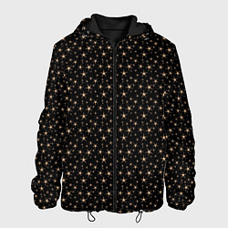 Куртка с капюшоном мужская Чёрный с золотыми звёздочками паттерны, цвет: 3D-черный