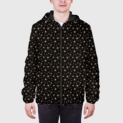 Куртка с капюшоном мужская Чёрный с золотыми звёздочками паттерны, цвет: 3D-черный — фото 2