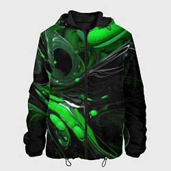 Куртка с капюшоном мужская Green dark abstract geometry style, цвет: 3D-черный