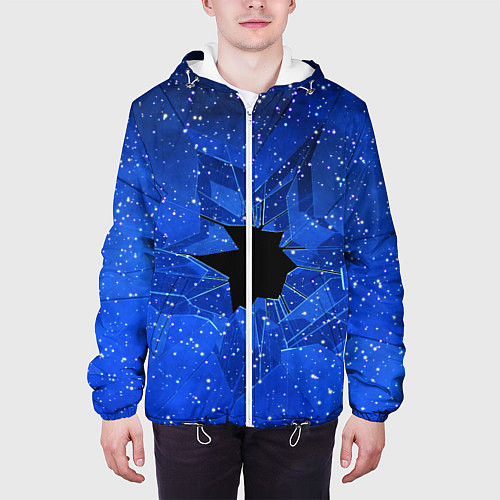 Мужская куртка Расколотое стекло - звездное небо / 3D-Белый – фото 3
