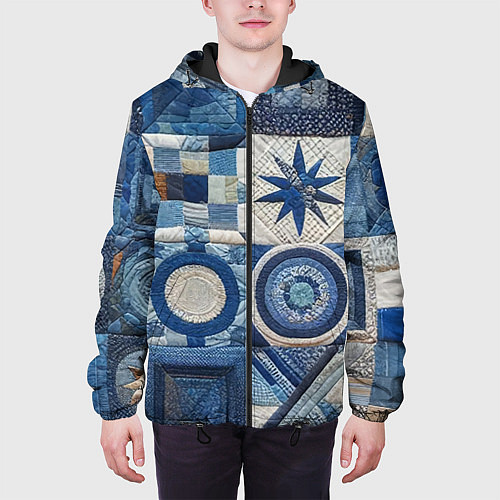 Мужская куртка Denim patchwork - ai art / 3D-Черный – фото 3