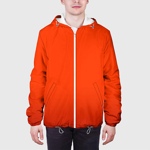 Мужская куртка Пылкий красно-оранжевый градиент / 3D-Белый – фото 3
