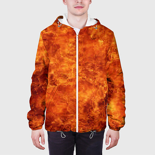 Мужская куртка Пламя 8бит текстура / 3D-Белый – фото 3