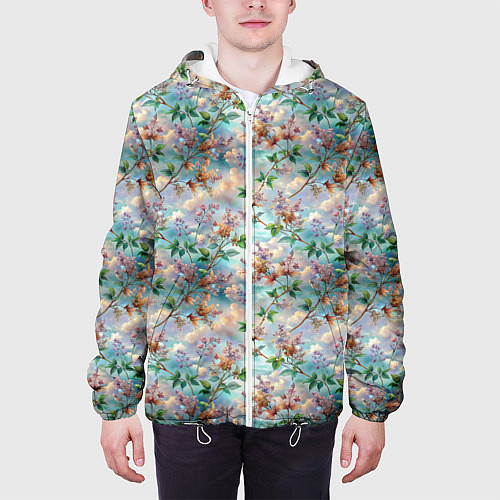 Мужская куртка Сирень объемный паттерн / 3D-Белый – фото 3