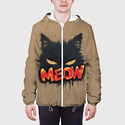 Куртка с капюшоном мужская Силуэт кошки мяу, цвет: 3D-белый — фото 2