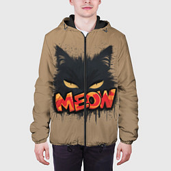 Куртка с капюшоном мужская Силуэт кошки мяу, цвет: 3D-черный — фото 2