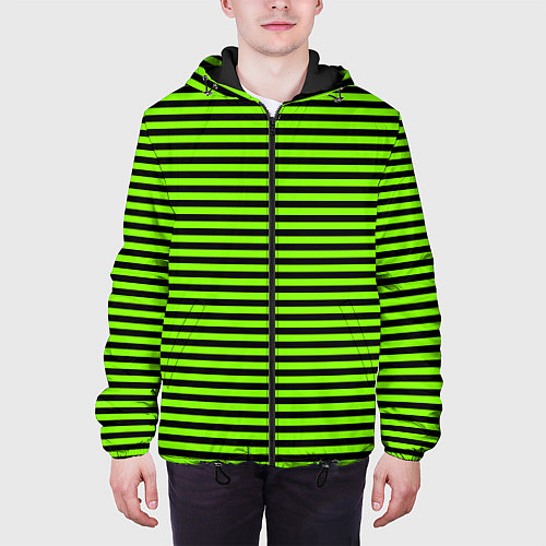 Мужская куртка Кислотный зелёный в чёрную полоску / 3D-Черный – фото 3