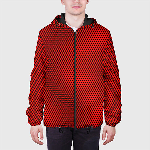 Мужская куртка Красно-чёрный имитация сетки / 3D-Черный – фото 3