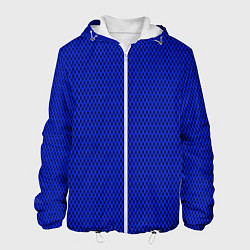 Куртка с капюшоном мужская Имитация сетки паттерн чёрно-синий, цвет: 3D-белый