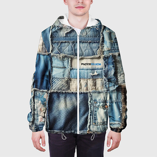 Мужская куртка Patchwork denim - vogue / 3D-Белый – фото 3