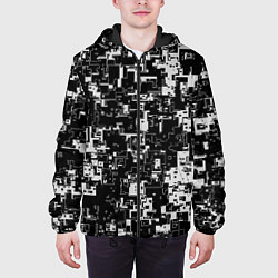 Куртка с капюшоном мужская Геометрия черно-белая, цвет: 3D-черный — фото 2