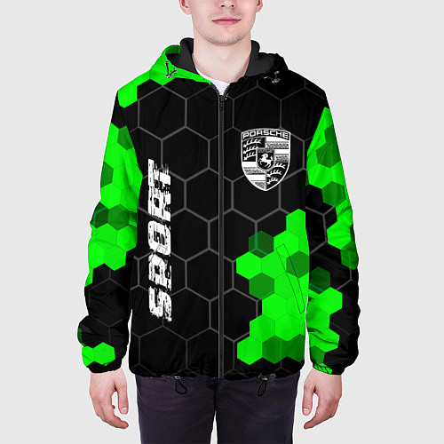 Мужская куртка Porsche green sport hexagon / 3D-Черный – фото 3