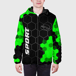 Куртка с капюшоном мужская Jaguar green sport hexagon, цвет: 3D-черный — фото 2