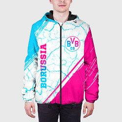 Куртка с капюшоном мужская Borussia neon gradient style вертикально, цвет: 3D-черный — фото 2