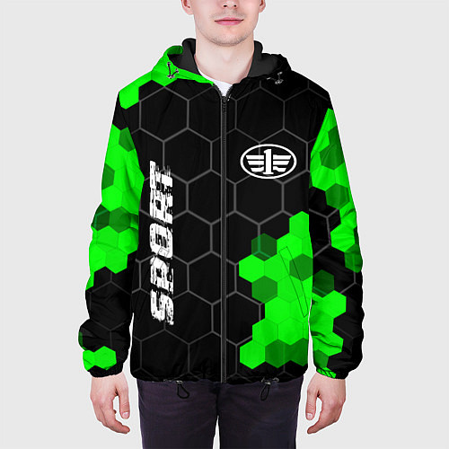 Мужская куртка FAW green sport hexagon / 3D-Черный – фото 3