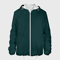Куртка с капюшоном мужская Тёмно-зелёный паттерн однотонный, цвет: 3D-белый