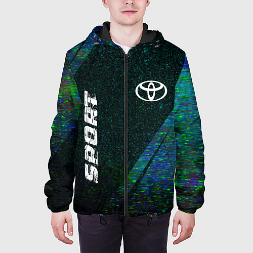 Мужская куртка Toyota sport glitch blue / 3D-Черный – фото 3