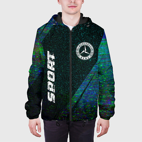 Мужская куртка Mercedes sport glitch blue / 3D-Черный – фото 3