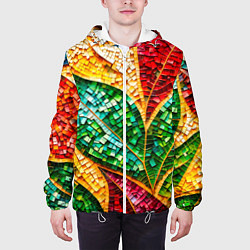 Куртка с капюшоном мужская Яркая мозаика с разноцветным абстрактным узором и, цвет: 3D-белый — фото 2