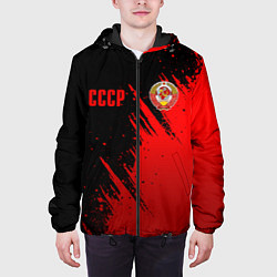 Куртка с капюшоном мужская СССР - черно-красный, цвет: 3D-черный — фото 2