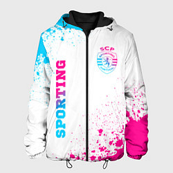 Куртка с капюшоном мужская Sporting neon gradient style вертикально, цвет: 3D-черный