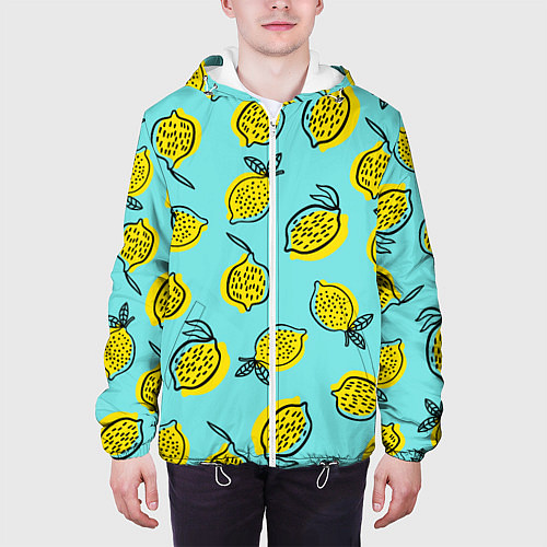 Мужская куртка Летние лимоны - паттерн / 3D-Белый – фото 3