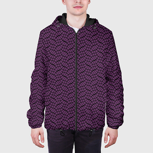 Мужская куртка Тёмный фиолетовый волнистые полосы / 3D-Черный – фото 3