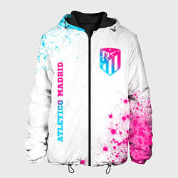 Куртка с капюшоном мужская Atletico Madrid neon gradient style вертикально, цвет: 3D-черный
