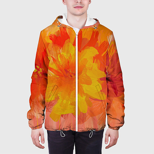 Мужская куртка Абстракция цветы мастихин / 3D-Белый – фото 3
