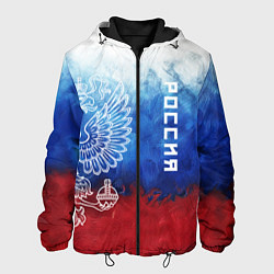 Куртка с капюшоном мужская Герб России и флаг, цвет: 3D-черный