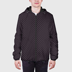 Куртка с капюшоном мужская Тёмный серо-сиреневый паттерн мелкие ромбы, цвет: 3D-черный — фото 2
