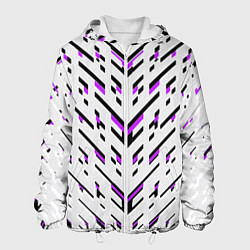 Куртка с капюшоном мужская Black and purple stripes on a white background, цвет: 3D-белый