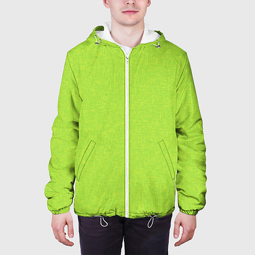 Мужская куртка Яркий салатовый текстурованный / 3D-Белый – фото 3
