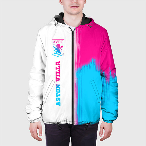 Мужская куртка Aston Villa neon gradient style по-вертикали / 3D-Черный – фото 3