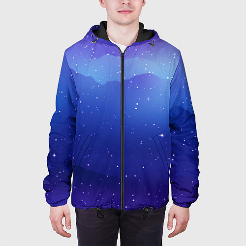 Мужская куртка Синий космос и звезды / 3D-Черный – фото 3