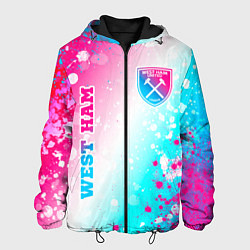 Куртка с капюшоном мужская West Ham neon gradient style вертикально, цвет: 3D-черный