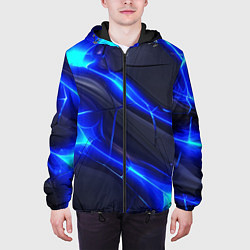 Куртка с капюшоном мужская Яркое синее свечение и плиты, цвет: 3D-черный — фото 2