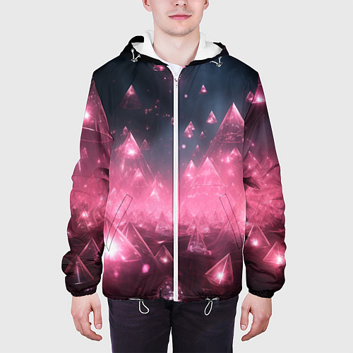 Мужская куртка Розовый абстрактный космос / 3D-Белый – фото 3