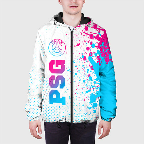 Мужская куртка PSG neon gradient style по-вертикали / 3D-Черный – фото 3