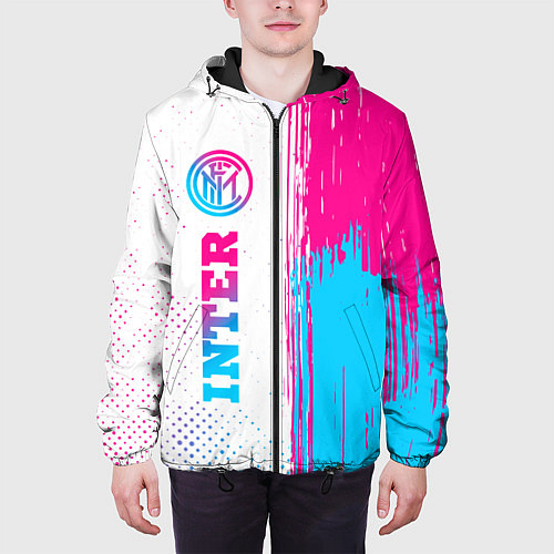 Мужская куртка Inter neon gradient style по-вертикали / 3D-Черный – фото 3