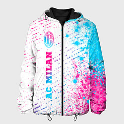 Куртка с капюшоном мужская AC Milan neon gradient style по-вертикали, цвет: 3D-черный