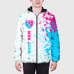 Куртка с капюшоном мужская West Ham neon gradient style по-вертикали, цвет: 3D-черный — фото 2