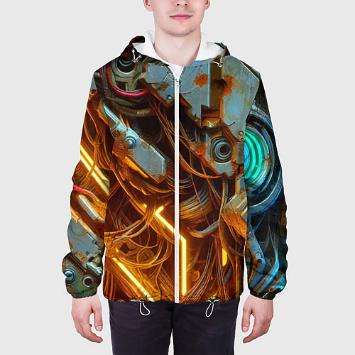 Мужская куртка Cyber armor - ai art / 3D-Белый – фото 3