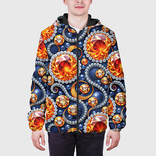 Мужская куртка Ювелирные украшение с золотом и бриллиантом паттер / 3D-Черный – фото 3